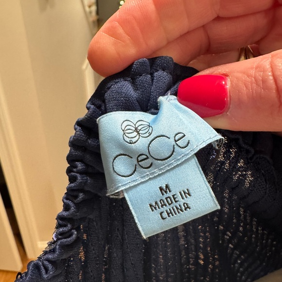 CECE Blue Sequin off shoulder Blouse - Picture 7 of 7